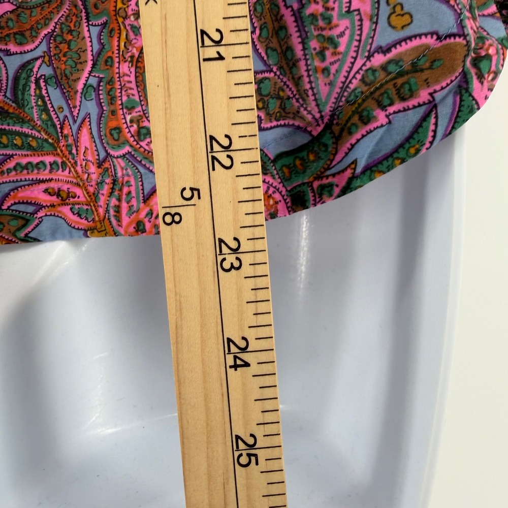 J.Crew Paisley Blouse Womens 0P Petite Pink Blue Split Neck Long Sleeve Top - Picture 9 of 10